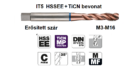 IT5: TiCN bevonatos gépi menetfúró erősített szárral