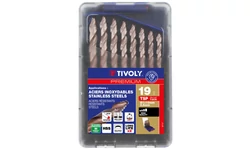 Kép 2/2 - Csfúró klt 19db D1-10/0,5 HSS+Ti2CN T571 D1-10mm/0,5mm Lépcsős hegyű TSP
