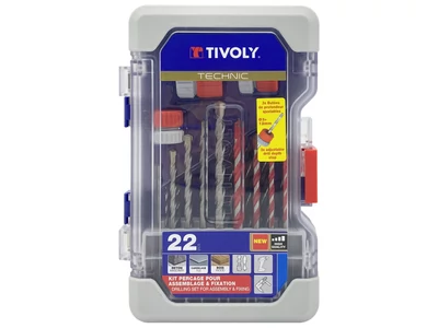 Vegyes szerszámkészlet 22db 4 csempe-,5 beton-,10 fafúró + 3 ütköző